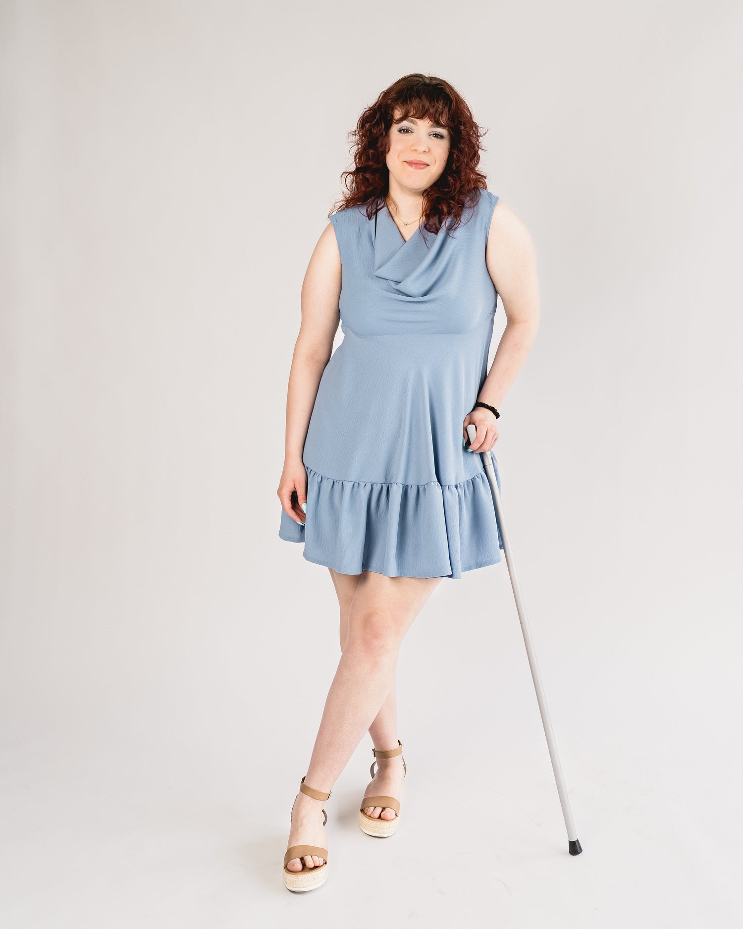 Adaptive Babydoll Dress with Snaps Vintage Blue / L Adaptive Babydoll Dress with Snaps Vintage Blue / L
