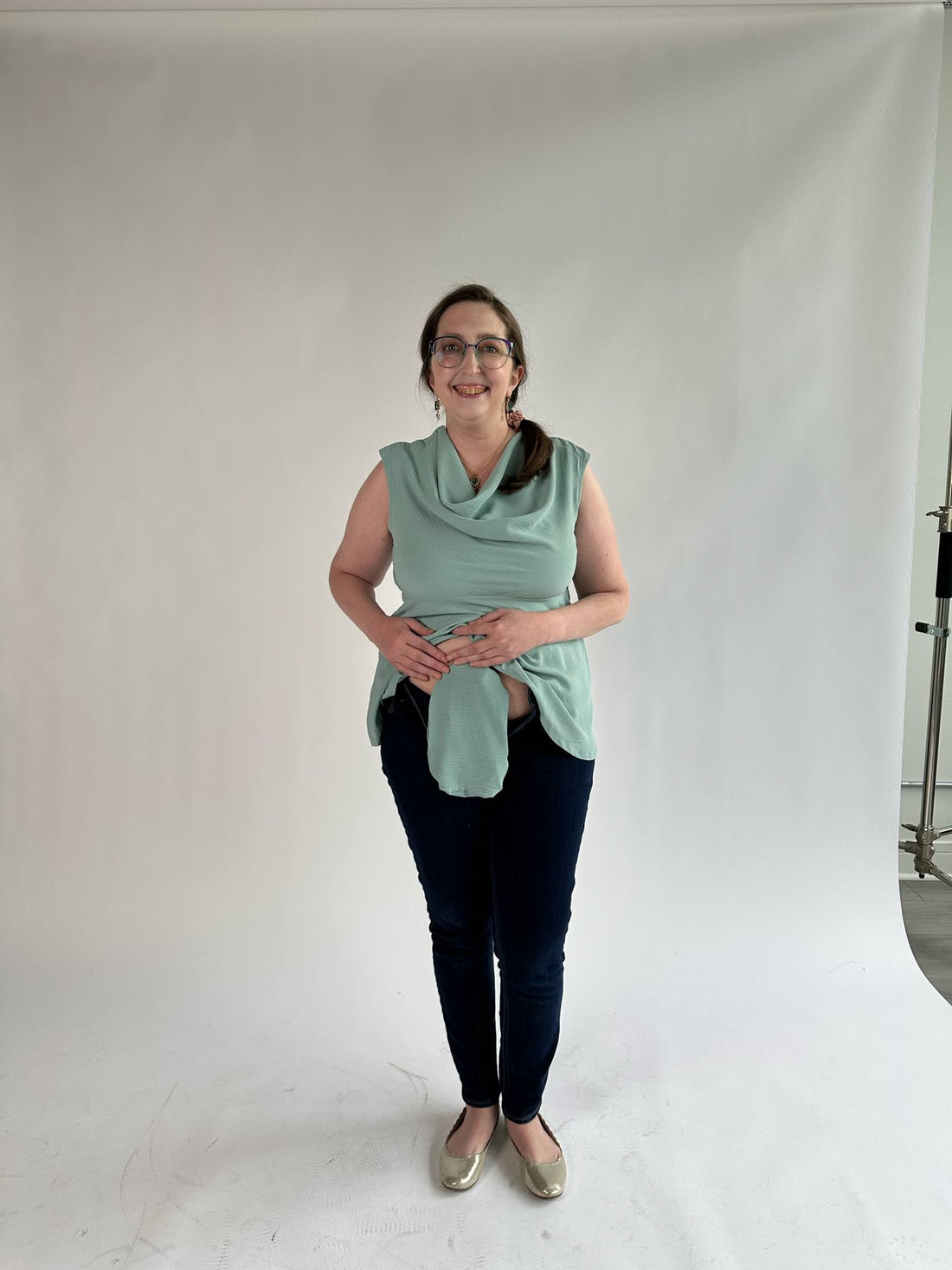 Adaptive Cowl Neck Top with Snaps